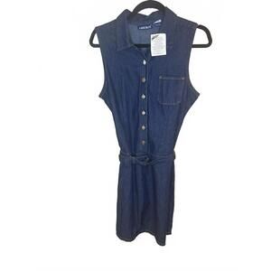 Forenza Women's Denim Vintage Y2K 90s Sleeveless Dress with Belt Size 12